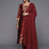 Dhiyona VA Women'sFloral Zari Woven Design Round Neck Kurta with Trousers & with Dupatta