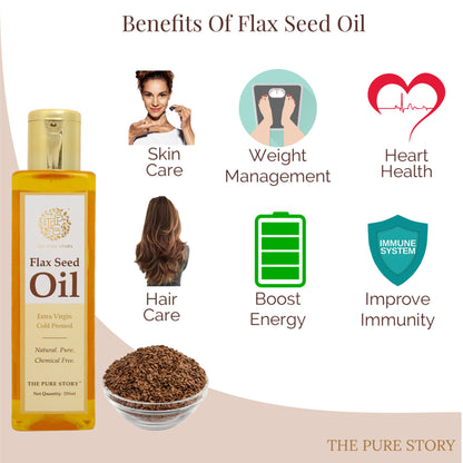 The Pure Story Natural Cold Pressed Flax Seed Oil for Hair & Skin Rich In Omega 3