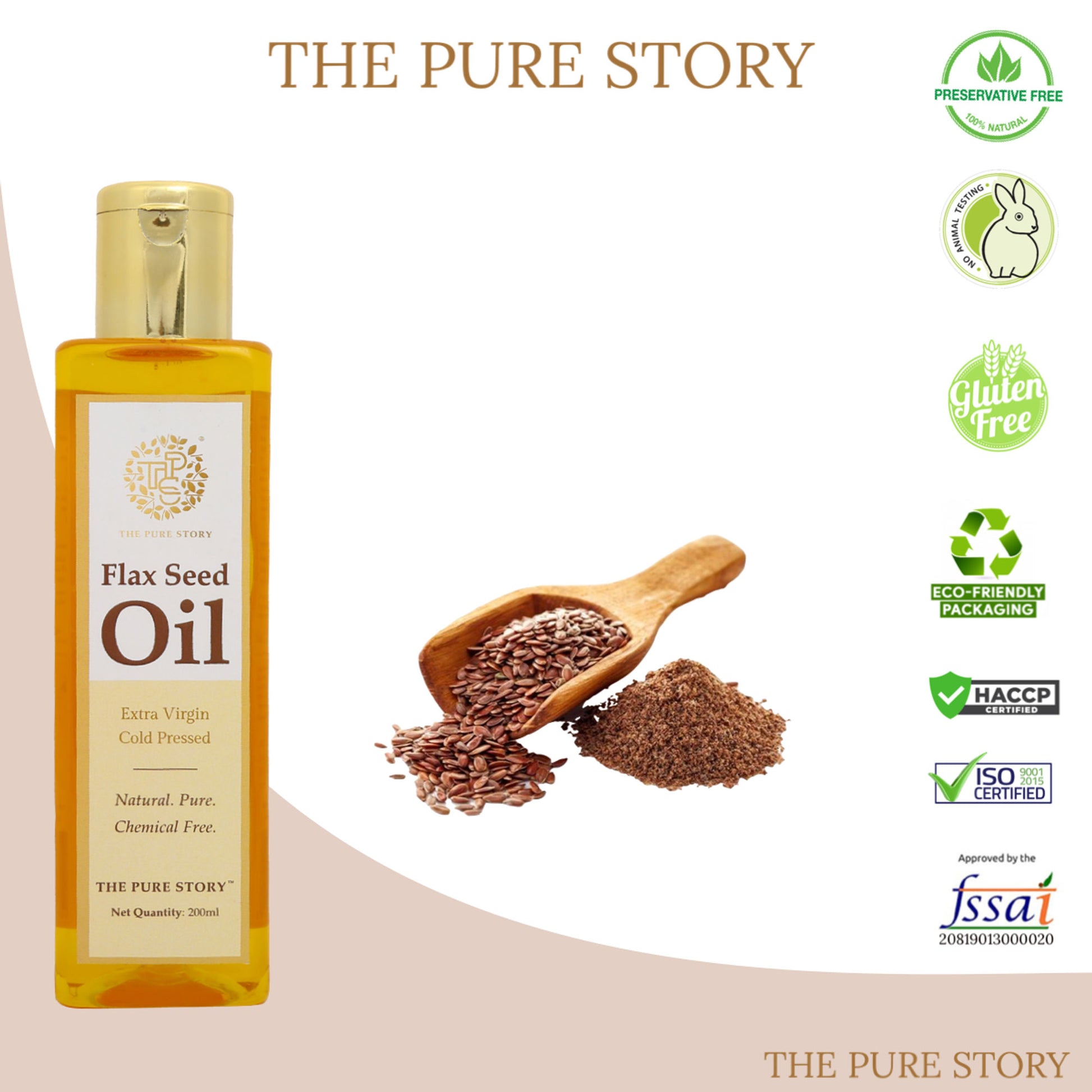 The Pure Story Natural Cold Pressed Flax Seed Oil for Hair & Skin Rich In Omega 3