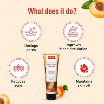 Sirona Natural Exfoliating Face Wash With Apricot & Flaxseed Extracts To Reduce Blemishes & Acne