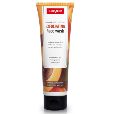Sirona Natural Exfoliating Face Wash With Apricot & Flaxseed Extracts To Reduce Blemishes & Acne