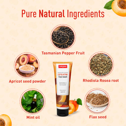 Sirona Natural Exfoliating Face Wash With Apricot & Flaxseed Extracts To Reduce Blemishes & Acne