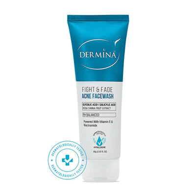 DERMINA Fight & Fade Acne Facewash With Glycolic & Salicylic Acid For Acne Free Skin - All Skin Type