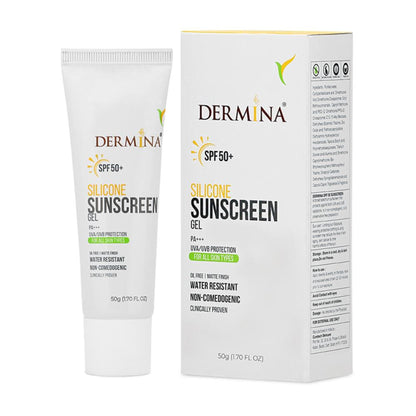 DERMINA SPF 50 Silicone Sunscreen Gel With PA+++ UVA/UVB, Matte Finish Non-Comedogenic - All Skin Type