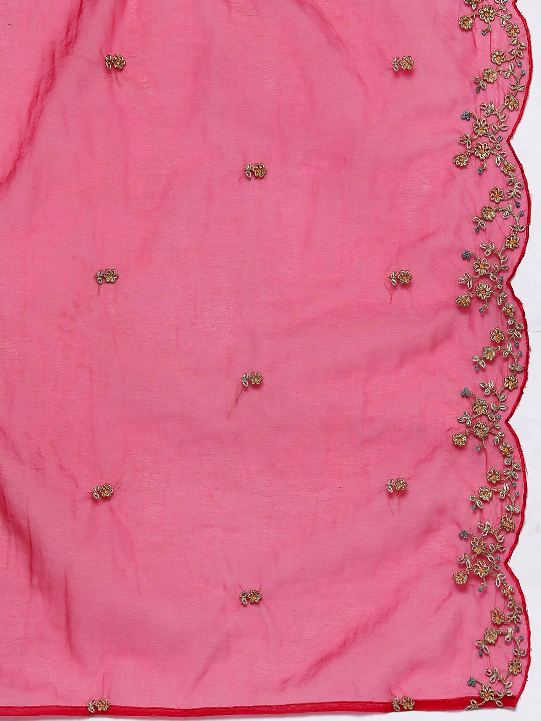 Indyancart IE Women Floral Embroidered Regular Thread Work Velvet Kurta with Trousers & Dupatta