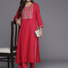 Dhiyona IE Floral Embroidered Round Neck Sequins Straight Kurta