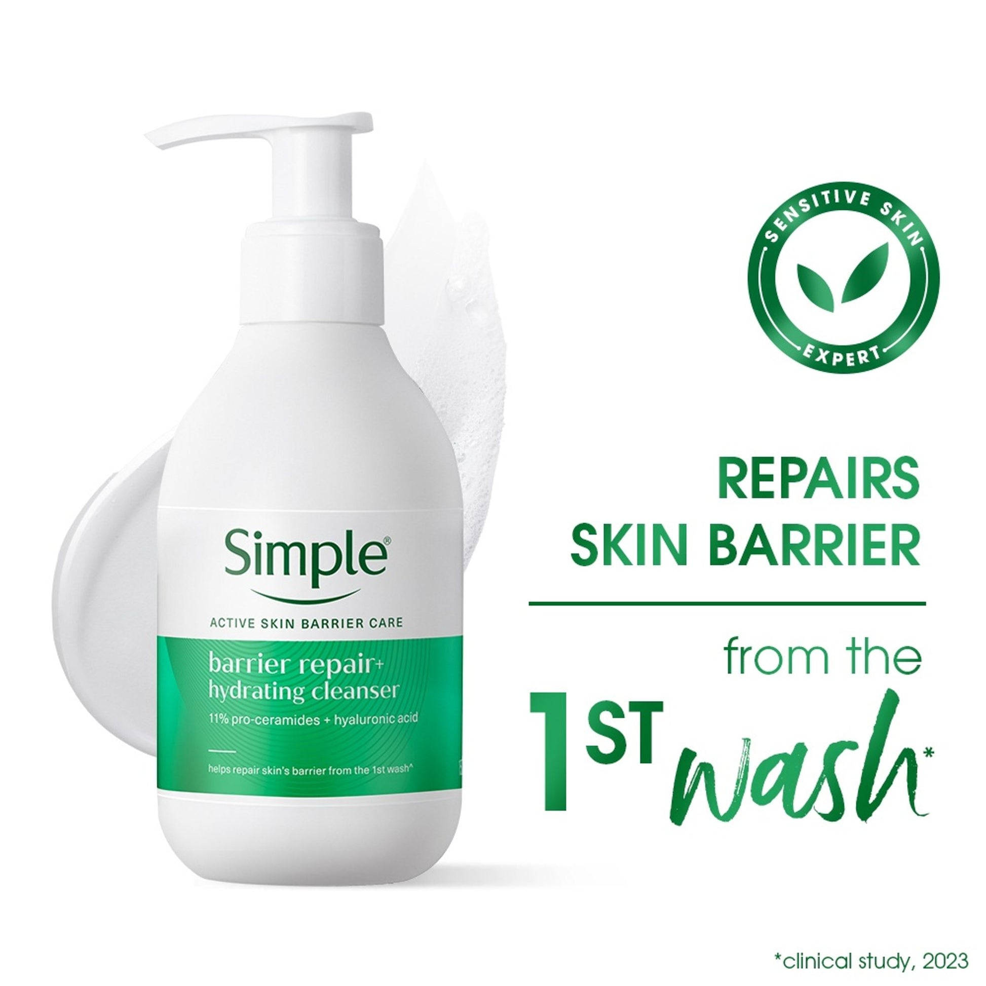 SIMPLE Active Skin Barrier Care, with 11% Ceramide Boosters for Sensitive Skin