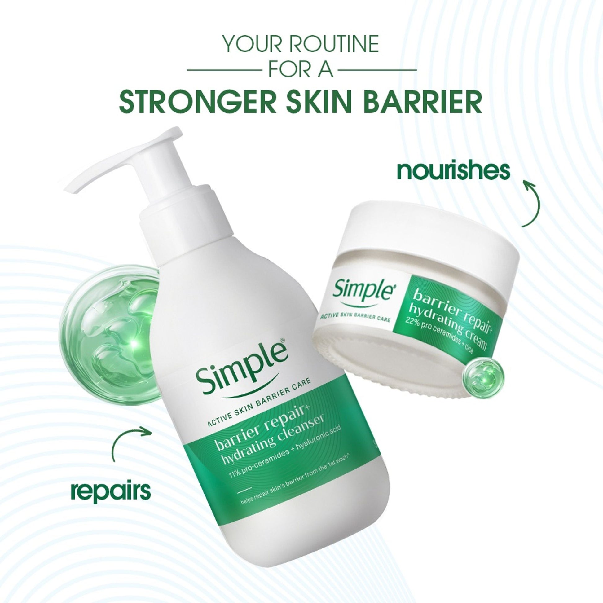 SIMPLE Active Skin Barrier Care, with 11% Ceramide Boosters for Sensitive Skin