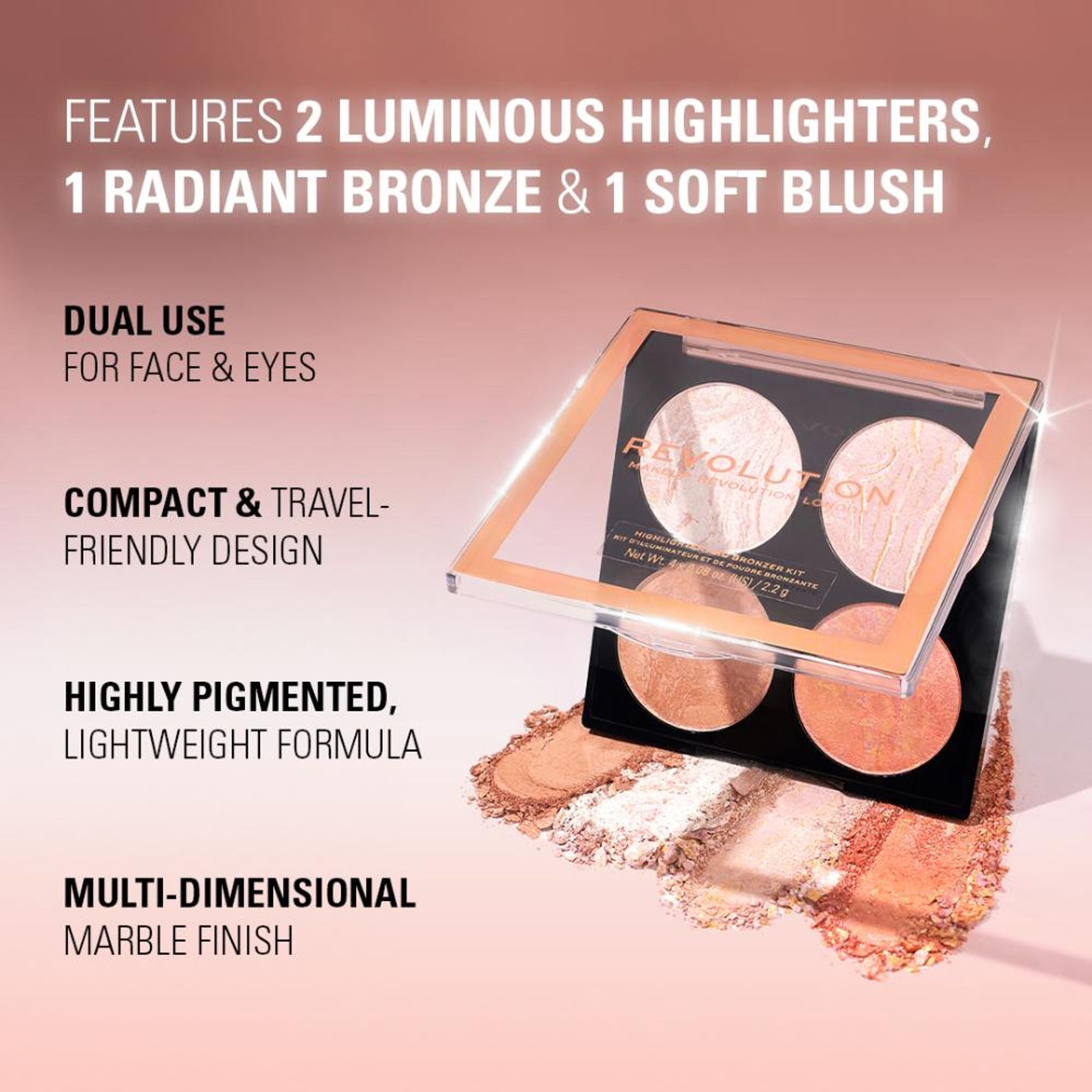 Makeup Revolution Highlighter Cheek Kit - Take A Breather