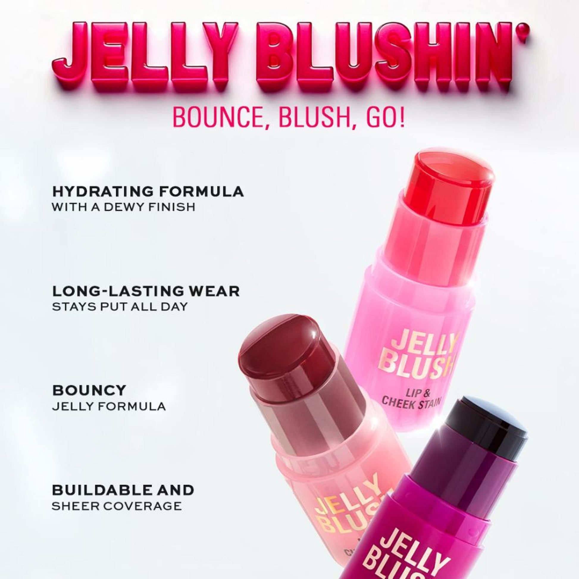 Makeup Revolution Jelly Blush Stick Lip and Cheek Stain - Cherry Red