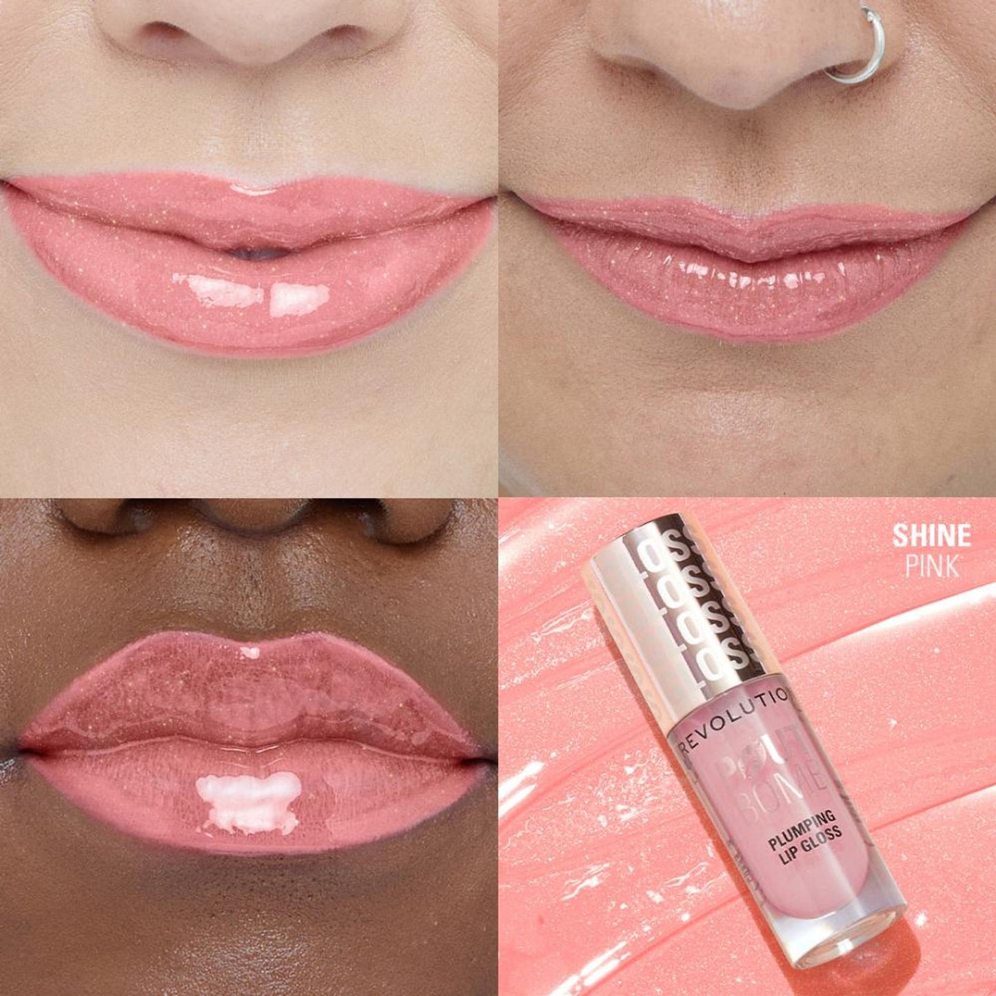 Makeup Revolution Pout Bomb Shimmer Lip Gloss - Shine Pink
