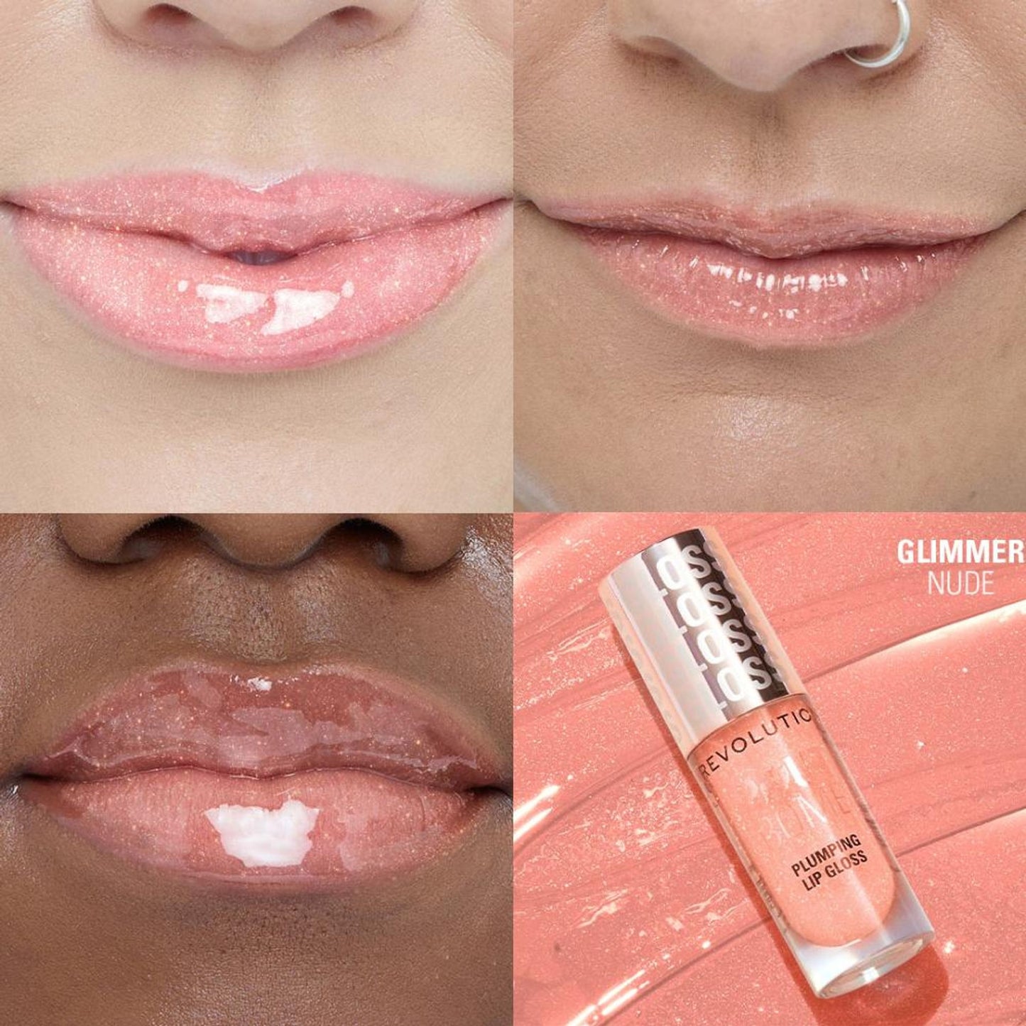 Makeup Revolution Pout Bomb Shimmer Lip Gloss - Glimmer Nude