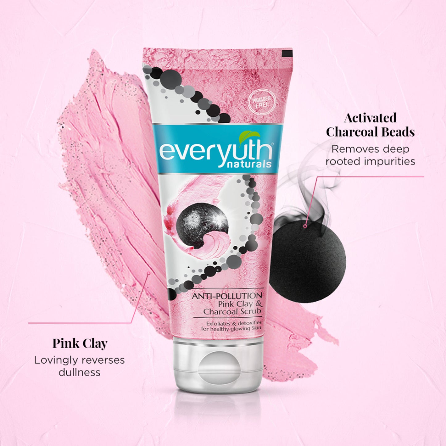 Everyuth Naturals Anti Pollution Pink Clay & Charcoal Scrub