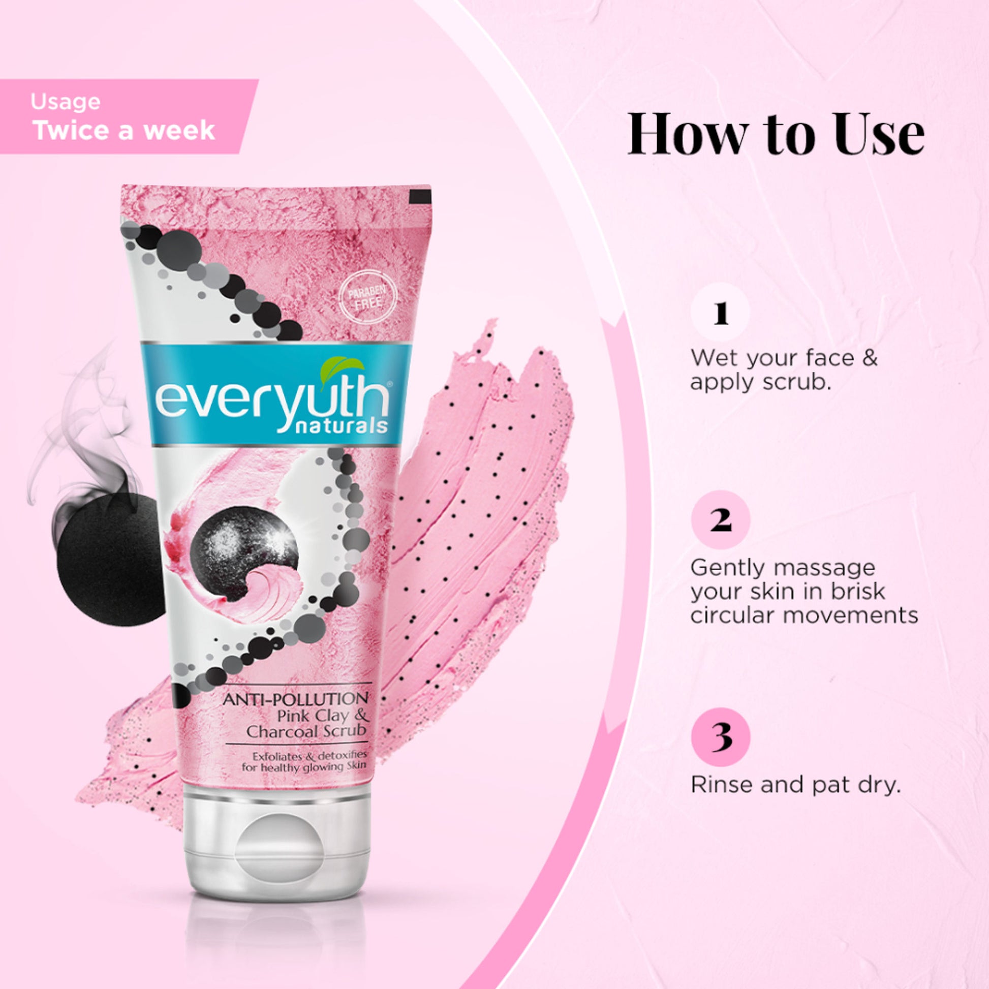 Everyuth Naturals Anti Pollution Pink Clay & Charcoal Scrub