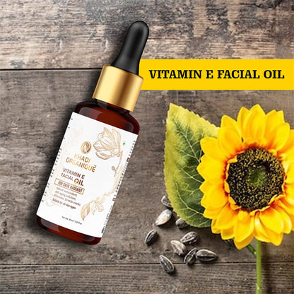 Khadi Organique Vitamin E Facial Oil for Radiant & Glowing Skin, Remove Acne Scars & Marks