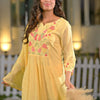 Dhiyona IE Floral Yoke Design Thread Work Pure Cotton A-Line Kurta With Trousers & Dupatta