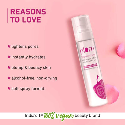 Plum Bulgarian Valley Rose Water Alcohol-Free Spray Toner With Hyaluronic Acid- Hydrates & Refreshes