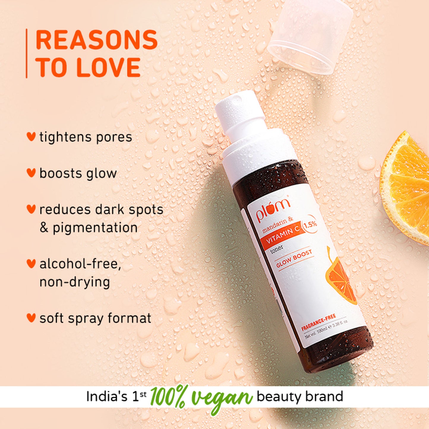 Plum 1.5% Vitamin C Alcohol-Free Spray Toner With Mandarin & Witch Hazel For Glow Boost & Open Pores