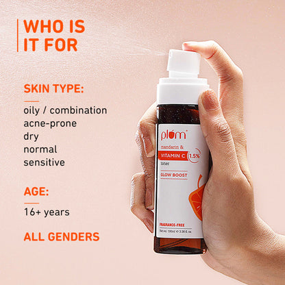 Plum 1.5% Vitamin C Alcohol-Free Spray Toner With Mandarin & Witch Hazel For Glow Boost & Open Pores