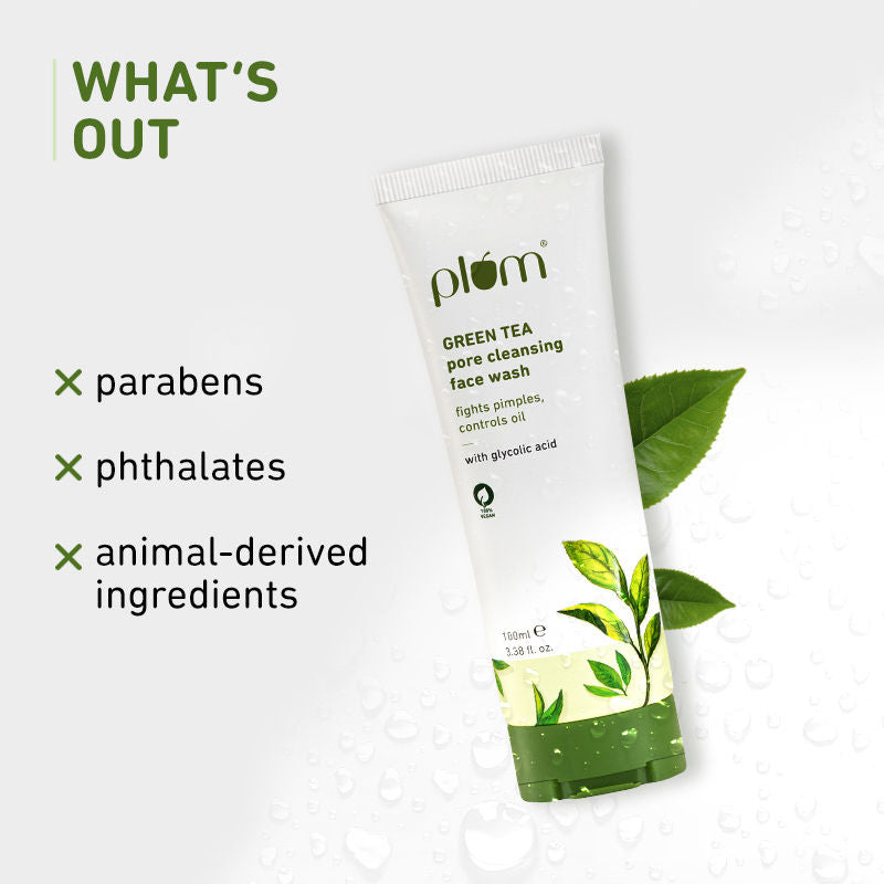 Plum Green Tea Pore Cleansing Face Wash With Glycolic Acid - Fights Acne & Oil For Clear Skin - Indyancart