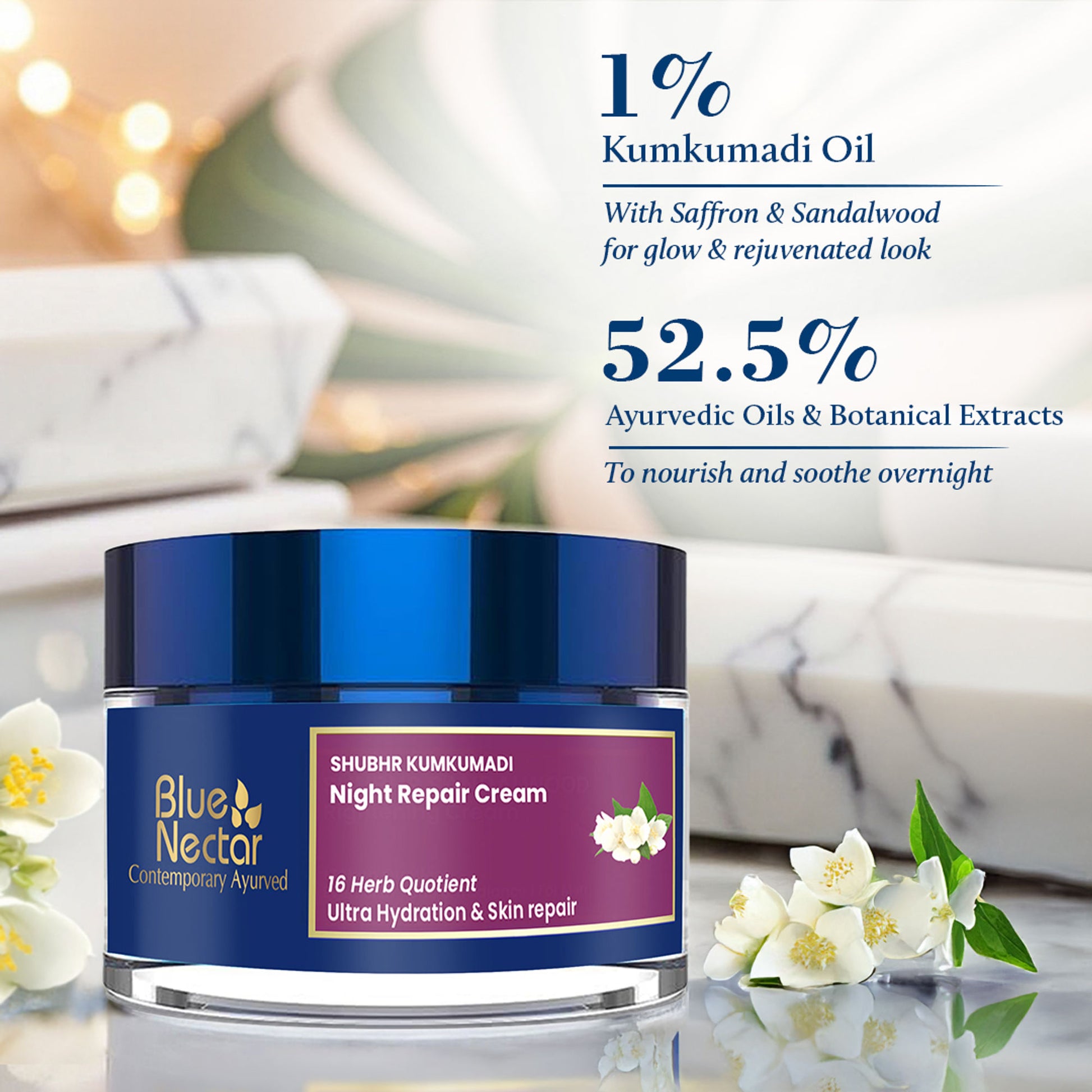 Blue Nectar Night Repair Cream for Ultra Hydration & Skin Repair