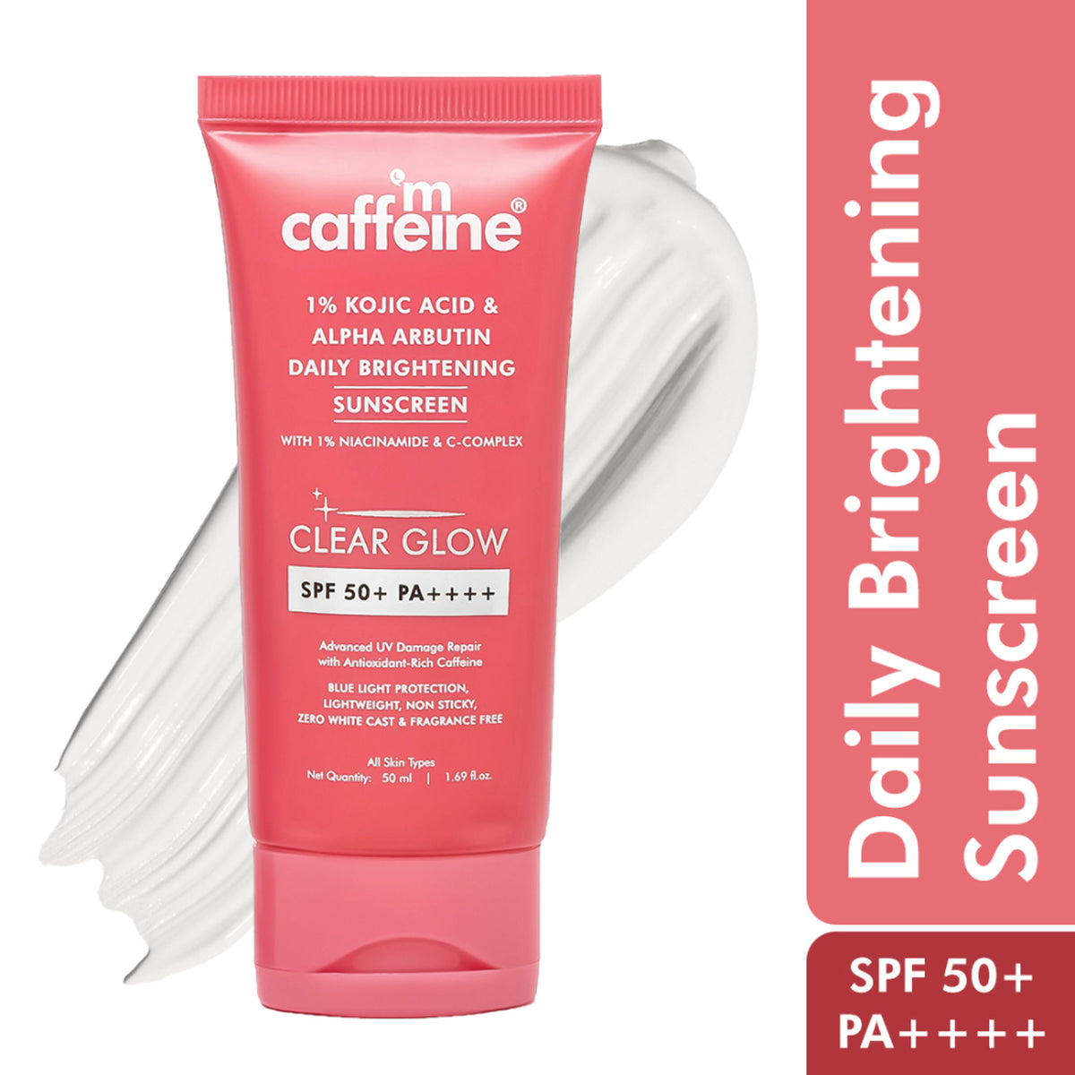 MCaffeine CLEAR GLOW 1% Kojic Acid Alpha Arbutin Daily Brightening Sunscreen