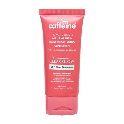 MCaffeine CLEAR GLOW 1% Kojic Acid Alpha Arbutin Daily Brightening Sunscreen