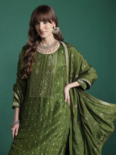 Indyancart IE Ethnic Motifs Kurta with Trousers & Dupatta