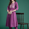Indyancart IE Floral Embroidered Pure Cotton Kurta with Trousers