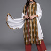 Dhiyona IE Women Olive Green & Maroon Ethnic Motifs Printed Kurta with Trousers & Dupatta