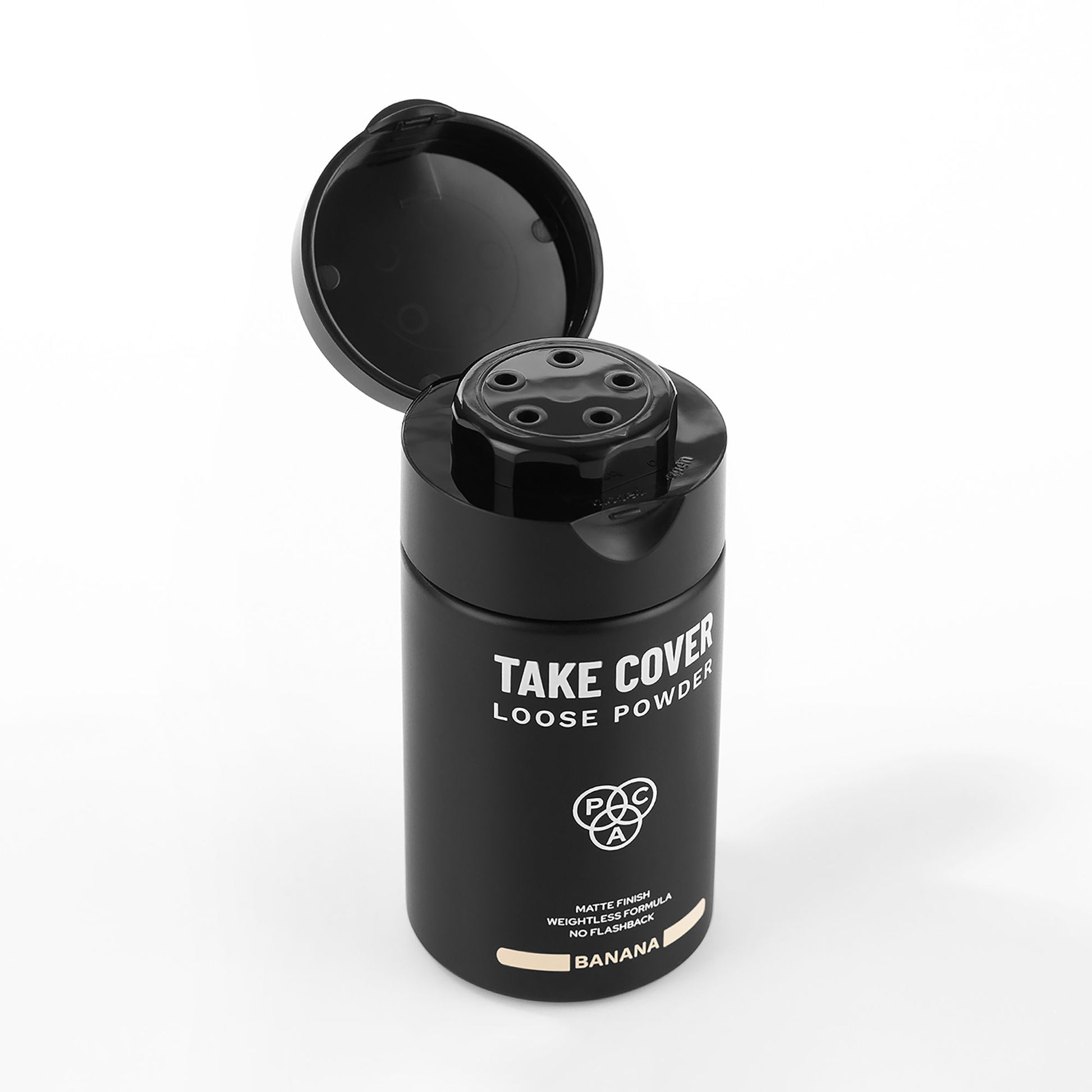 PAC Take Cover Loose Powder - Lightweight Matte Finish, Zero Flashbacks, Mess Free Dispenser - Banana