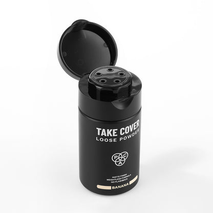 PAC Take Cover Loose Powder - Lightweight Matte Finish, Zero Flashbacks, Mess Free Dispenser - Banana