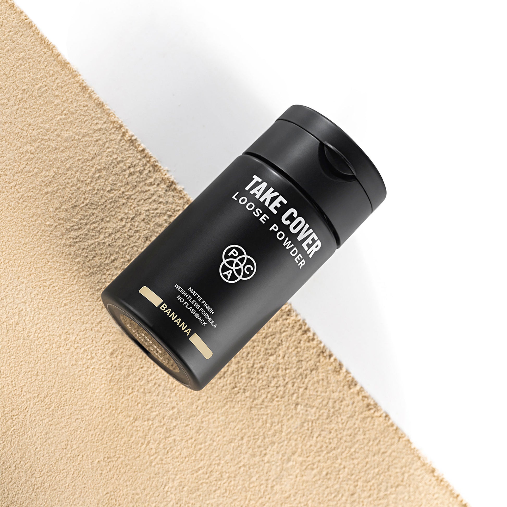 PAC Take Cover Loose Powder - Lightweight Matte Finish, Zero Flashbacks, Mess Free Dispenser - Banana