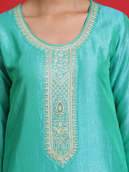 Indyancart IE Ethnic Motifs Yoke Design Regular Kurta with Trousers & With Dupatta