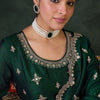Dhiyona IE Ethnic Motifs Embroidered Round Neck Kurta With Trousers & Dupatta