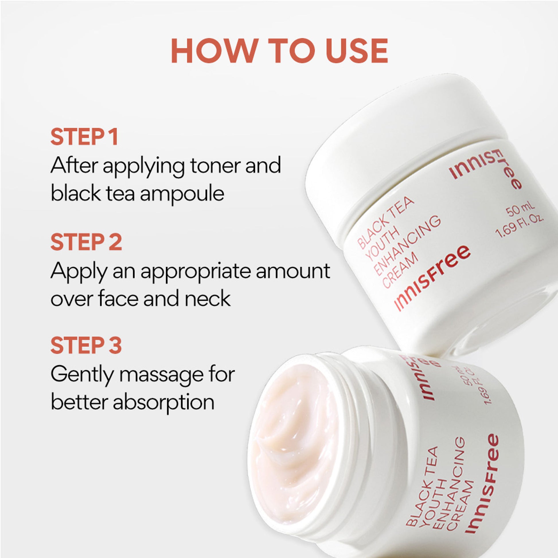 Innisfree Black Tea Youth Enhancing Cream For Anti-Aging & Improving Textured Skin