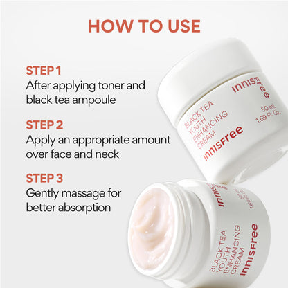Innisfree Black Tea Youth Enhancing Cream For Anti-Aging & Improving Textured Skin