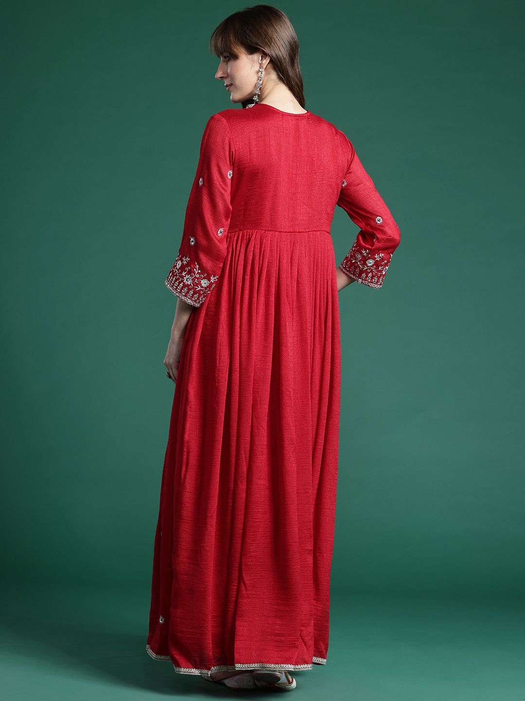 Dhiyona IE Ethnic Motifs Embroidered Empire Kurta with Trousers