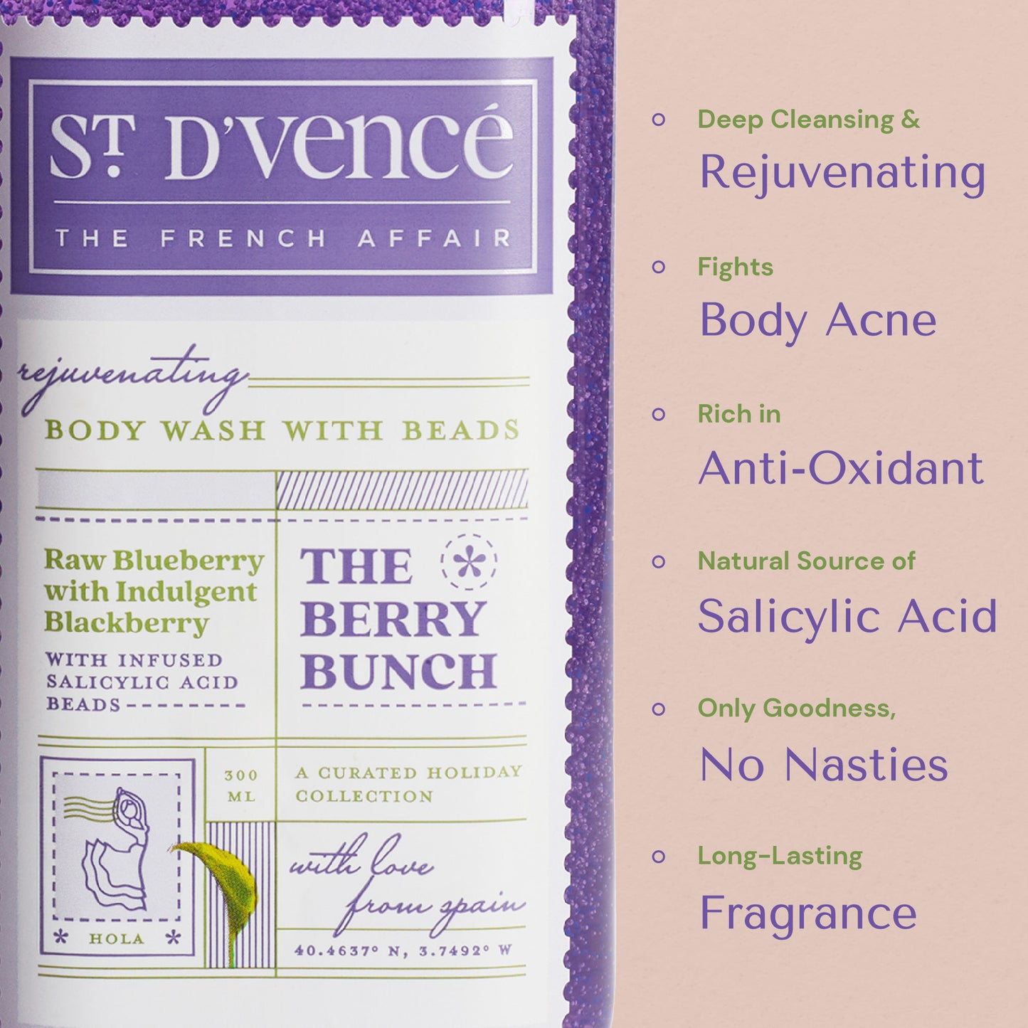 St. D'vencé The Berry Bunch Body Wash With Salicylic Acid Beads