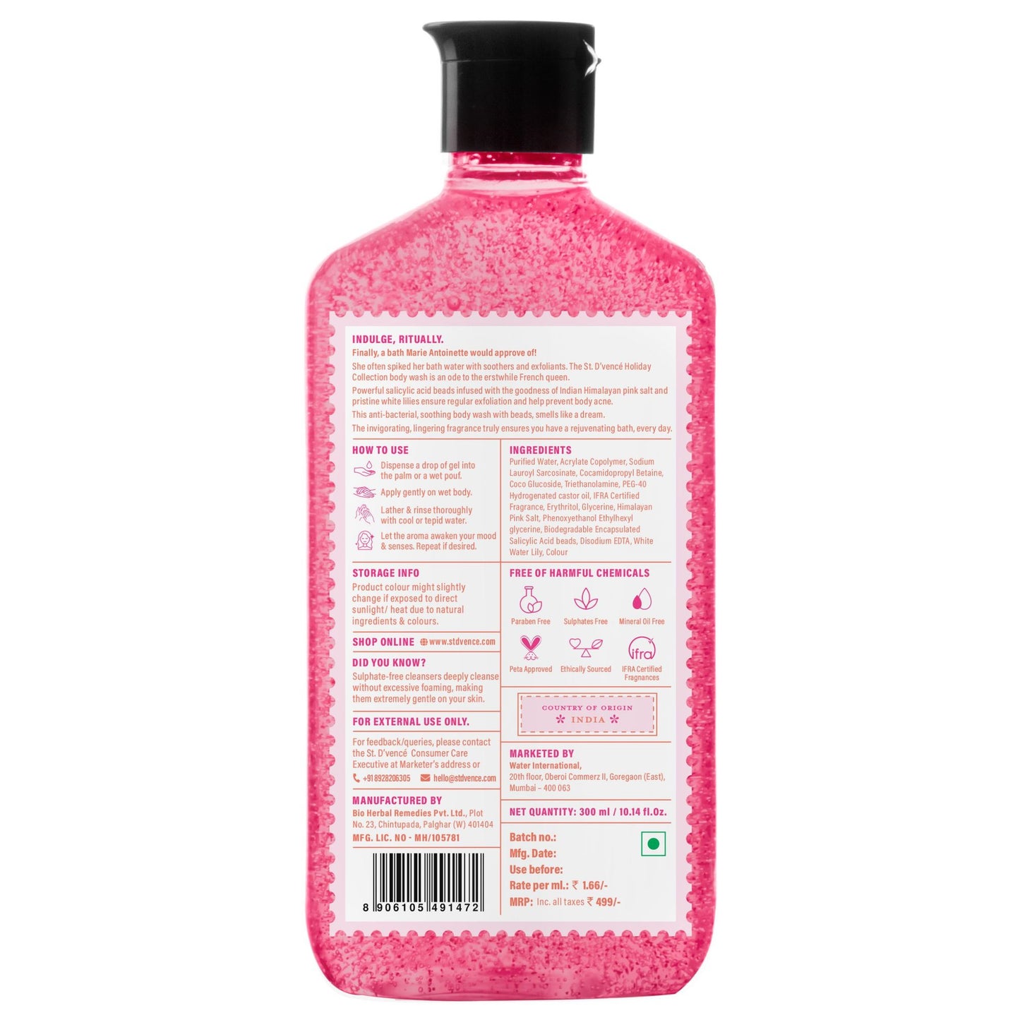 St. D'vencé Himalayan Pink Salt Body Wash