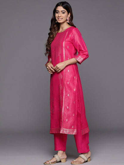 Indyancart VA Ethnic Motifs Jacquard Kurta with Palazzos & Dupatta