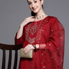 Indyancart IE Floral Embroidered Regular Kurta With Trousers & Dupatta