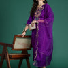 Dhiyona IE Floral Embroidered Sequinned Liva Kurta With Trousers & Dupatta