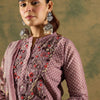 Dhiyona IE Floral Printed Thread Work Chanderi Silk Straight Kurta with Trouser & Dupatta