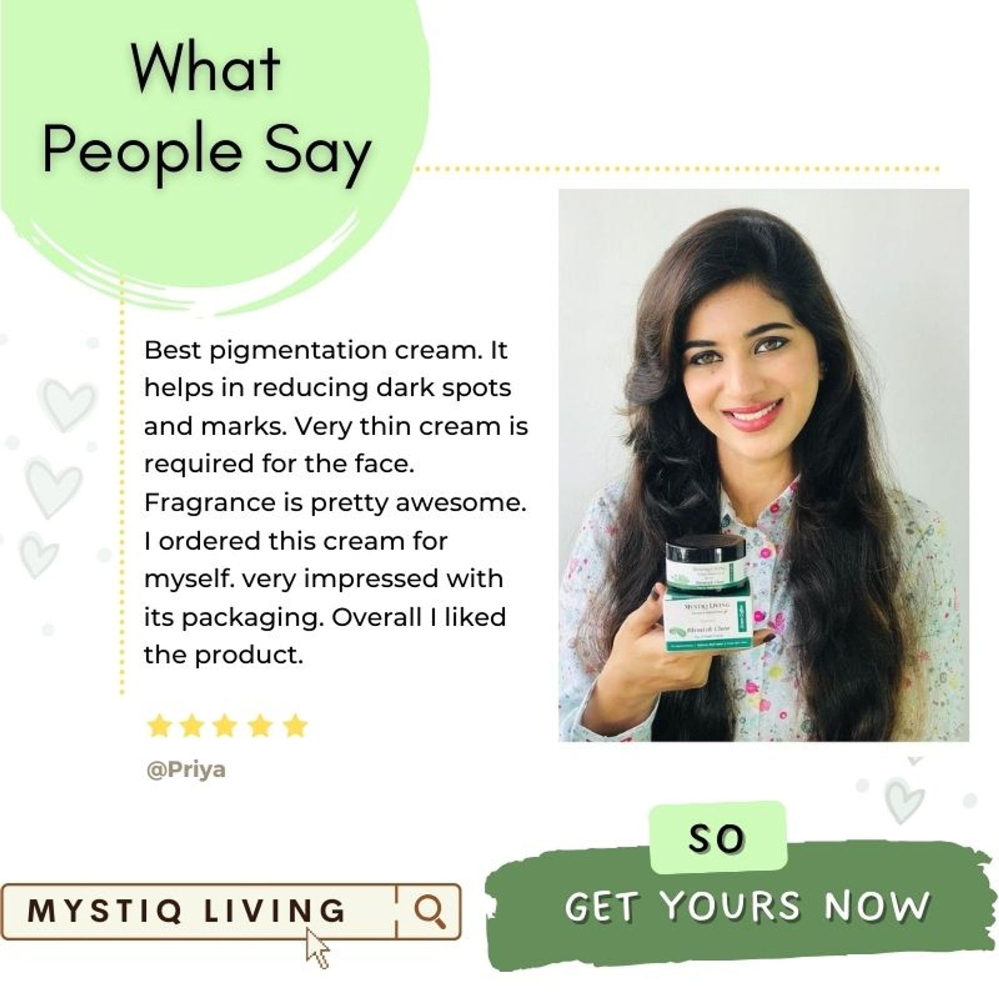 Mystiq Living Pigmentation Removal Cream, Brightening Day And Night Cream Kojic Acid, Niacinamide