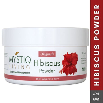 Mystiq Living Organic Hibiscus Powder for Long Thick Hair, Face & Skin Care