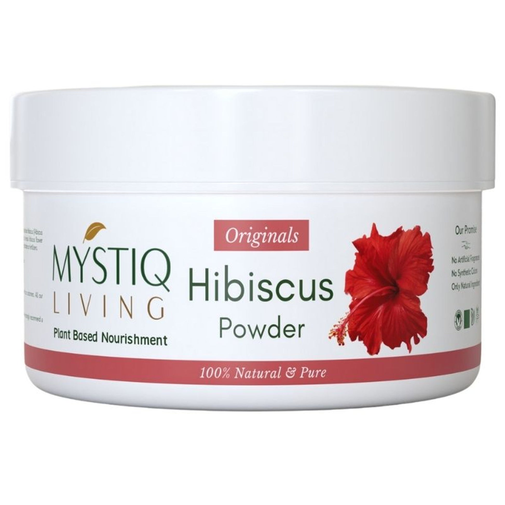 Mystiq Living Organic Hibiscus Powder for Long Thick Hair, Face & Skin Care