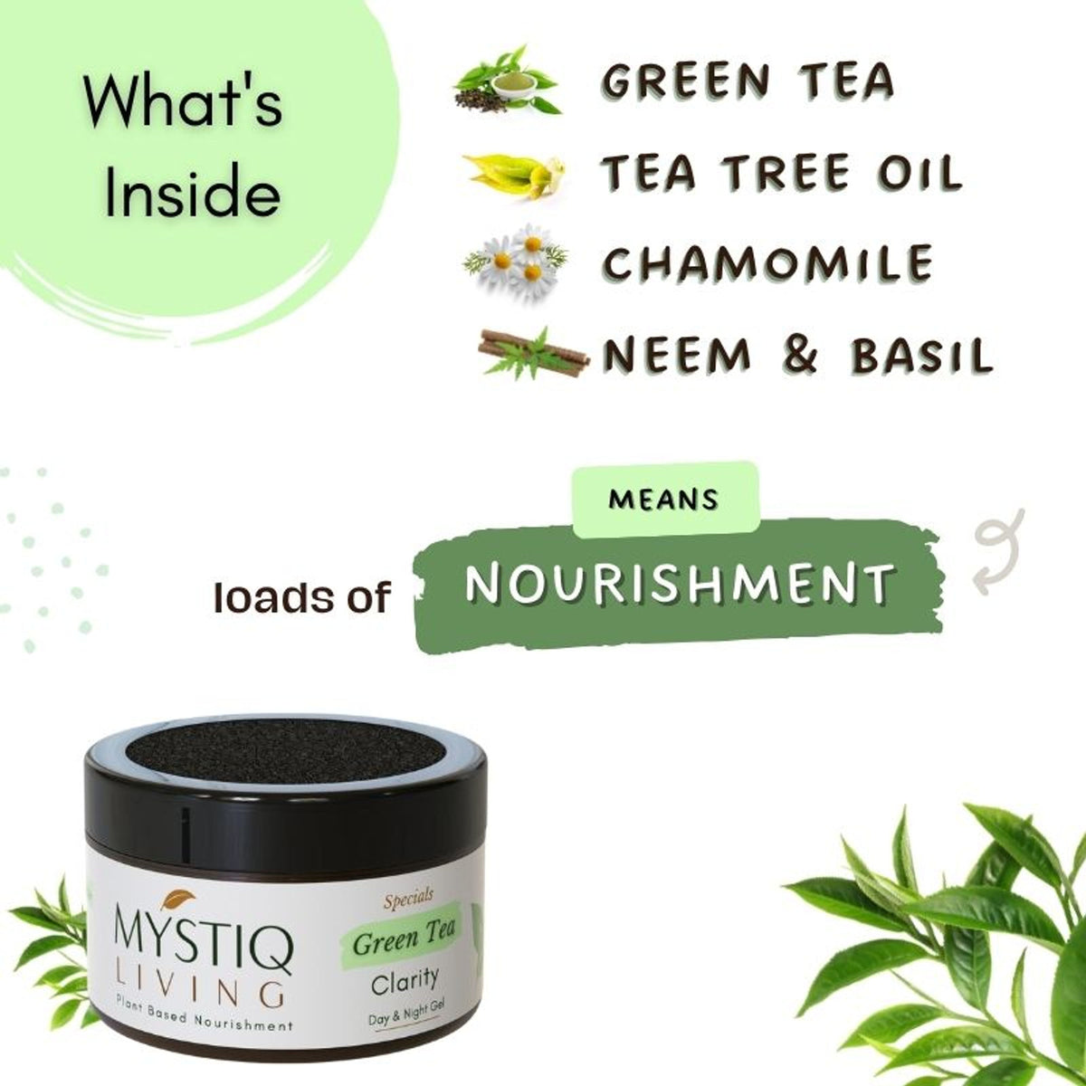Mystiq Living Acne Gel Cream, Face Moisturizer For Oily Skin With Green Tea, Best Cream For Pimple