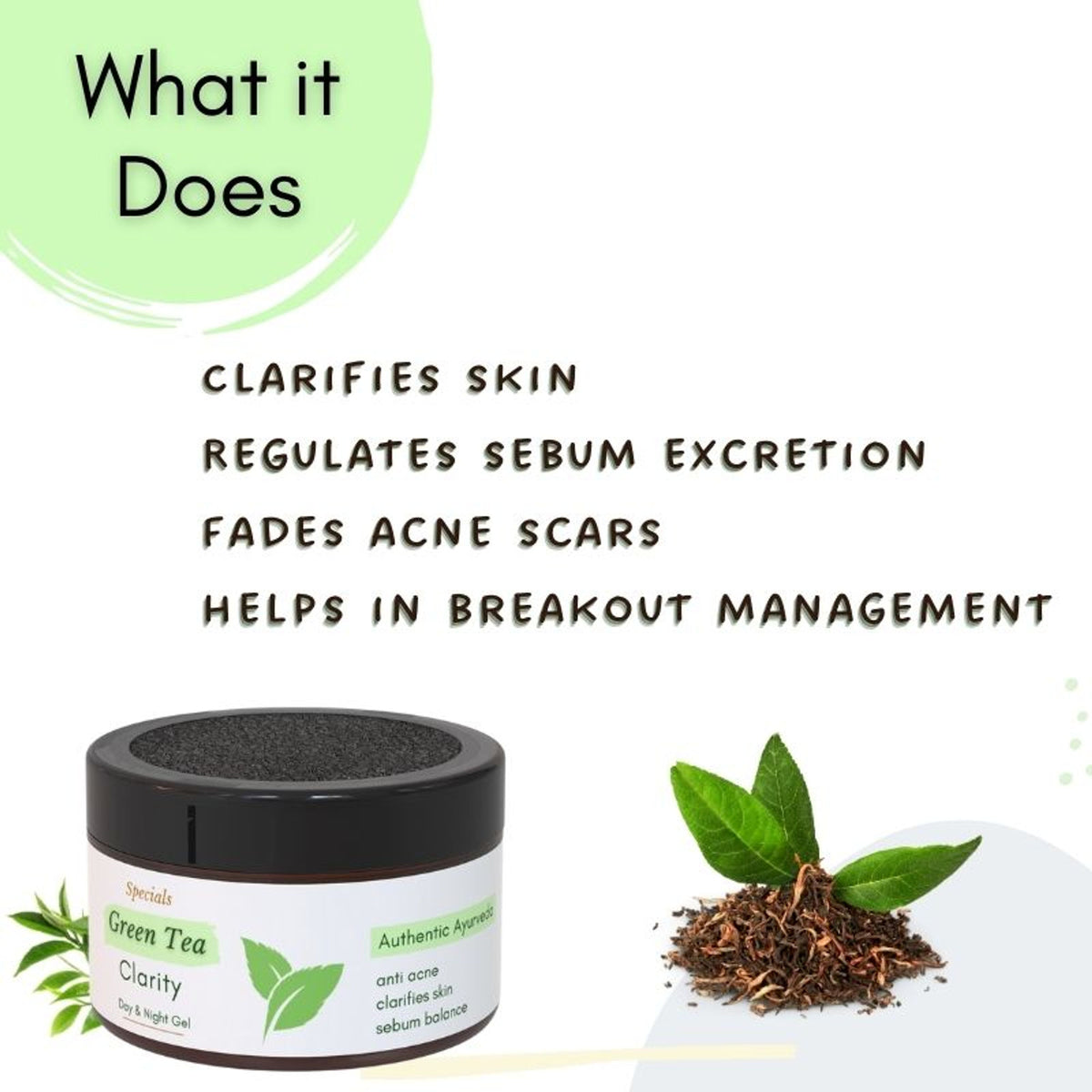 Mystiq Living Acne Gel Cream, Face Moisturizer For Oily Skin With Green Tea, Best Cream For Pimple