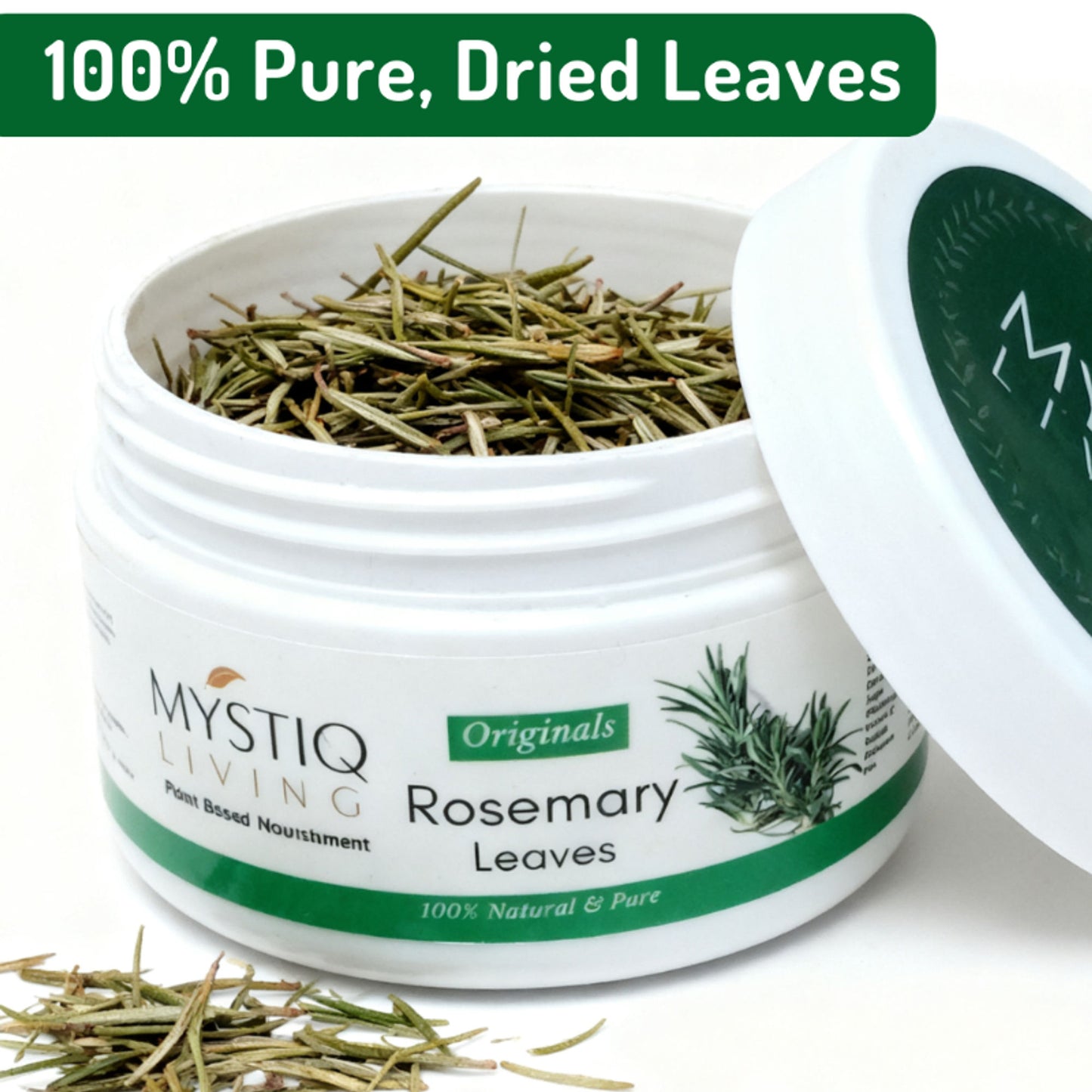 Mystiq Living Dried Rosemary Leaves for Hair Growth & Tea Infusion, 100% Dry and Organic